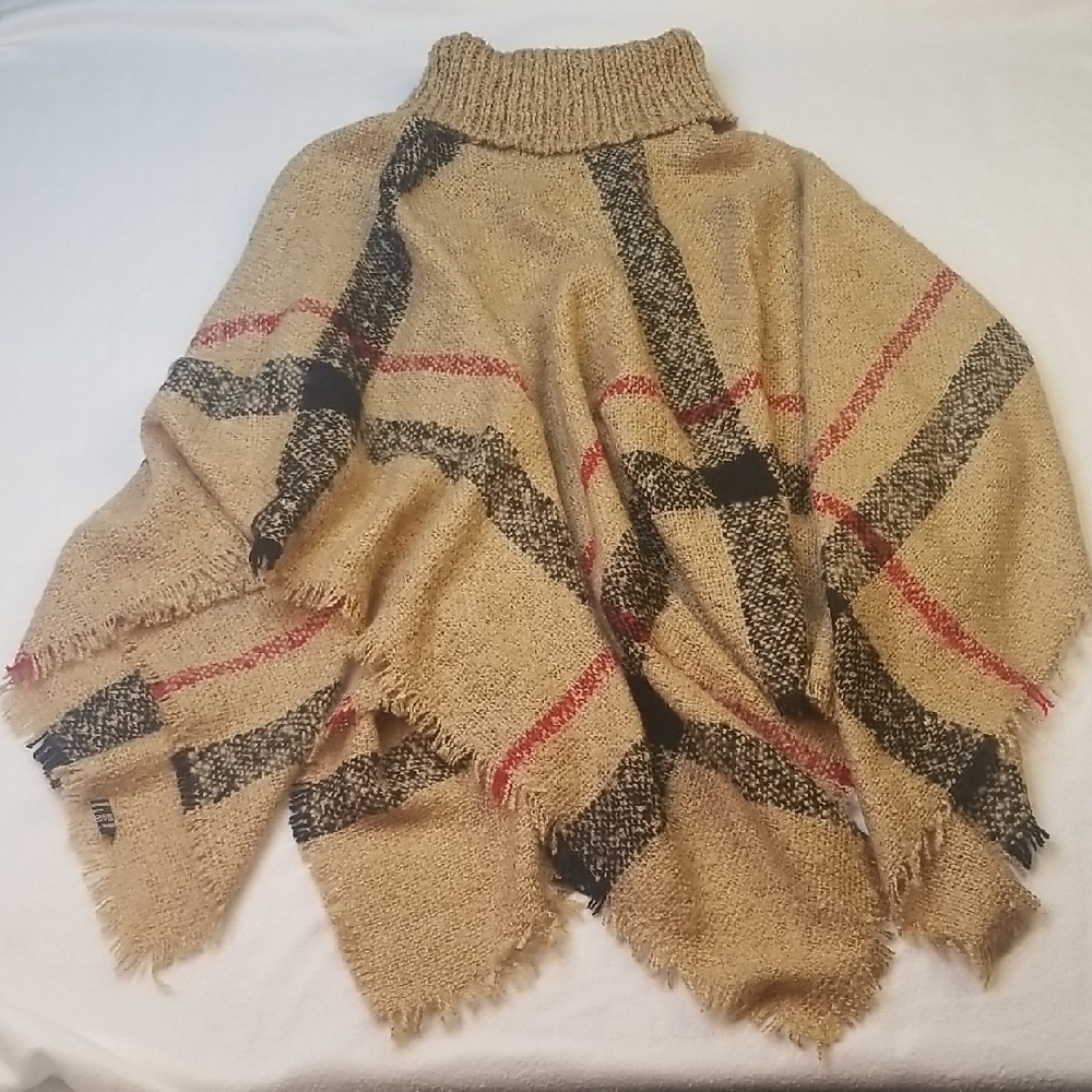 One Size The Roval Standard Plaid Knit Women's Sweater Poncho